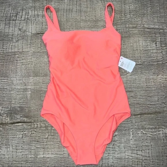 Lululemon Waterside Square-Neck One-Piece Swimsuit Raspberry Cream Size 6 - Picture 3 of 4